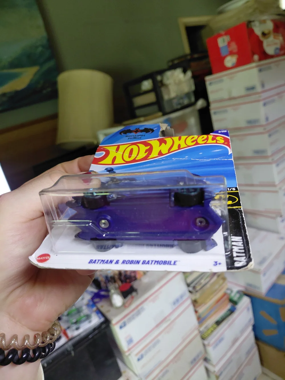 the Hot Wheels 2025 Batman & Robin Batmobile (2/250, Batman 1/5), blue midnight